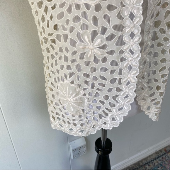 Flair Vintage Floral Lace Sheer Cardigan Cover Up Duster Jacket Elegant Sz M * - Picture 7 of 15